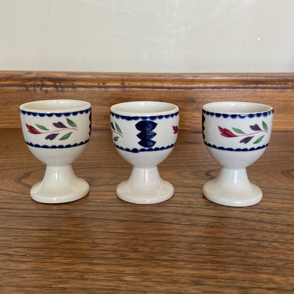 Vintage ADAMS China "Lancaster" Porcelain Egg Holder Set England (3)